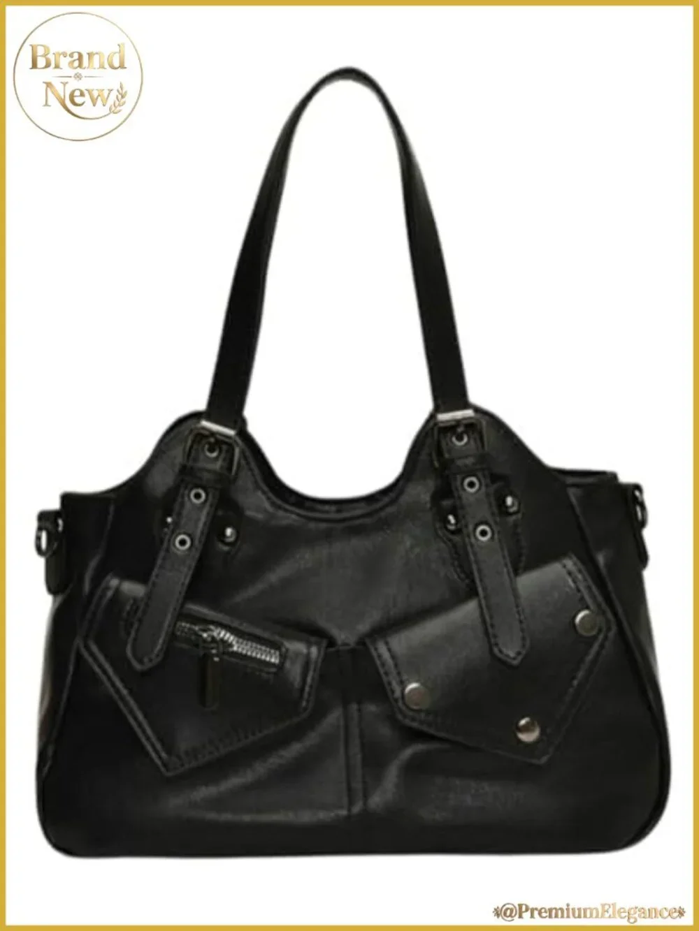 Vintage Large Capacity Leather Hobo Tote Bag Women Shoulder Crossbody Purse Y2K